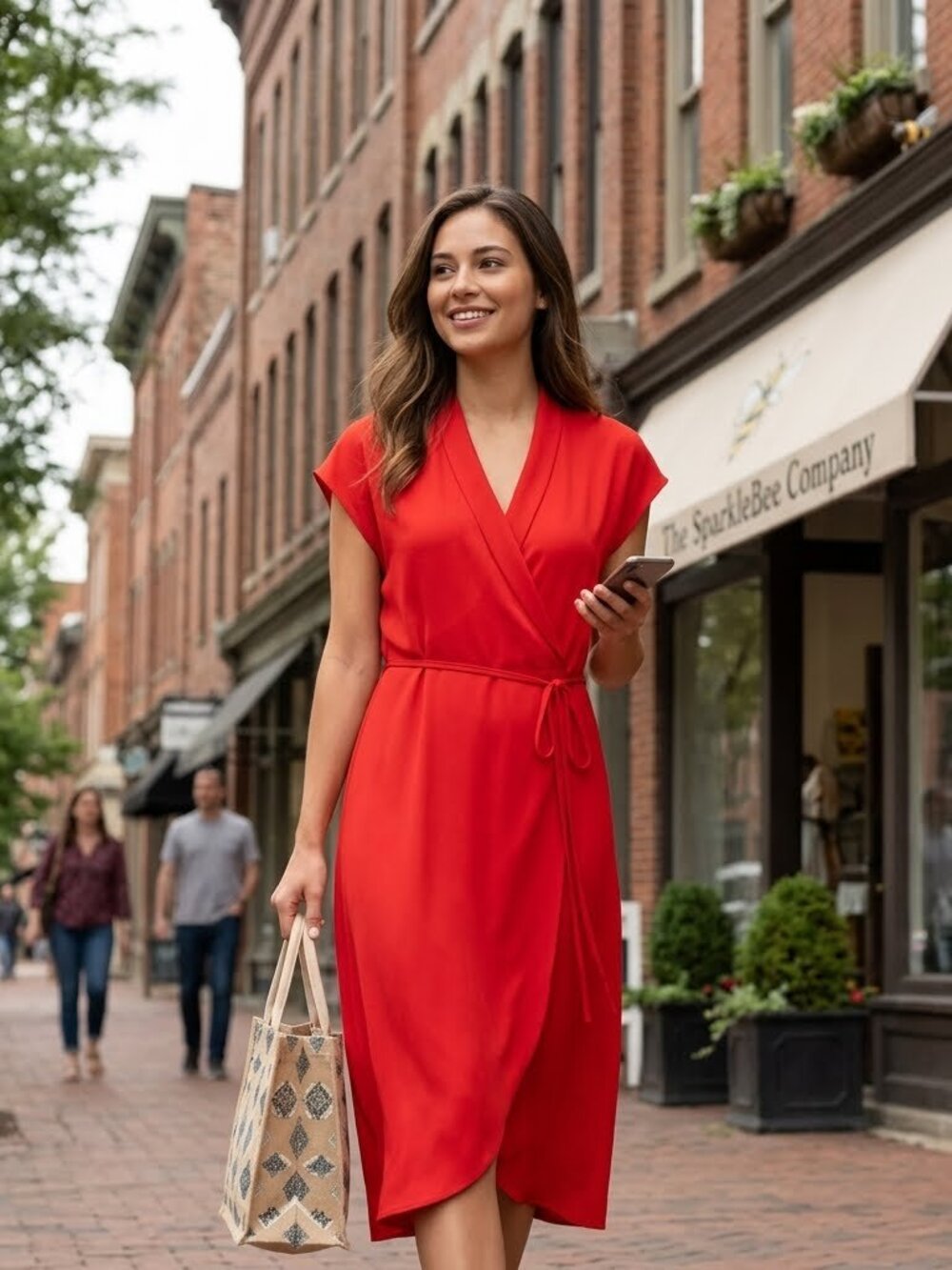 Zara Red Wrap Dress‎ Midi Cap Sleeve V-Neck Casual Summer Short Sleeve XS